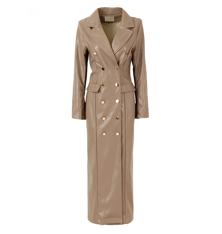 Steampunk leather trench coat