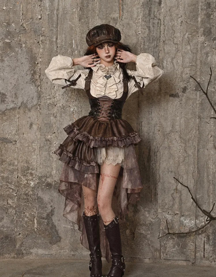 Steampunk kleid braun