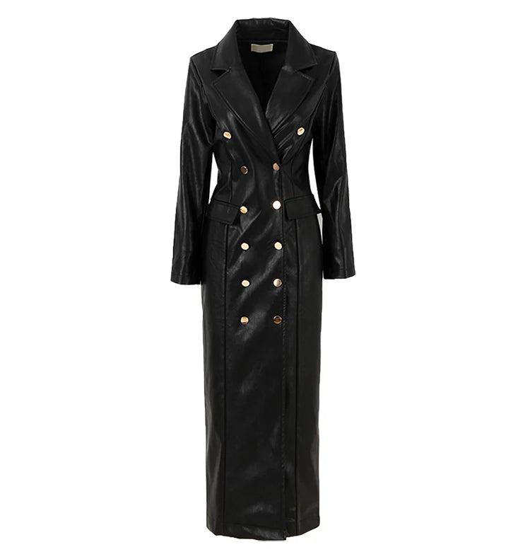 Steampunk leather trench coat