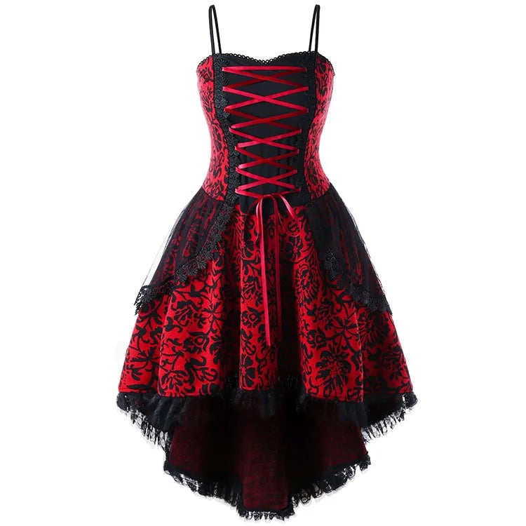 Red and black steampunk dress