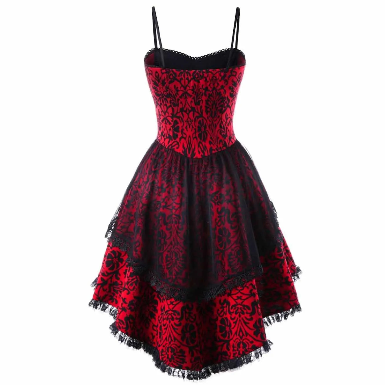 Red and black steampunk dress